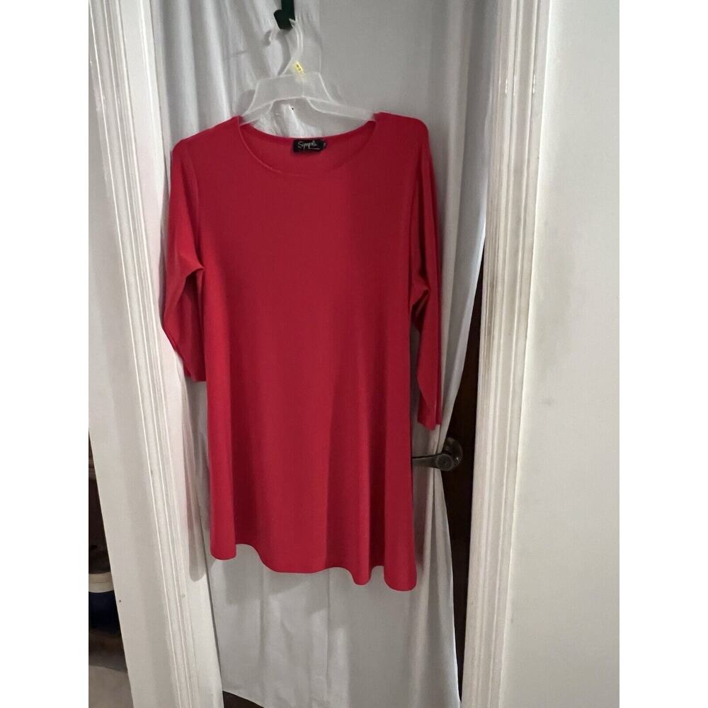 Sympli Pink Nu Trapeze Shift Dress Sz 16 Jersey Knit Made In Canada